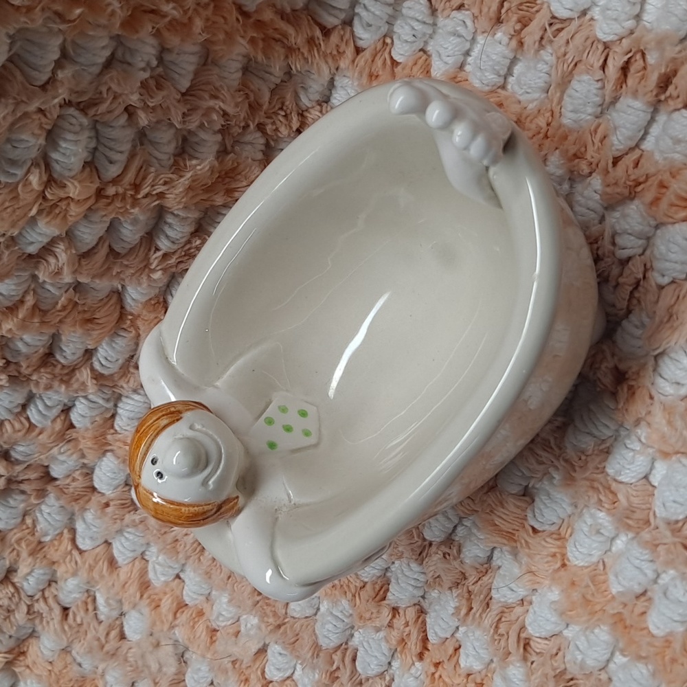 Fitz and Floyd FF Man in Bathtub Soap/Trinket Dish - Vintage Down the Drain